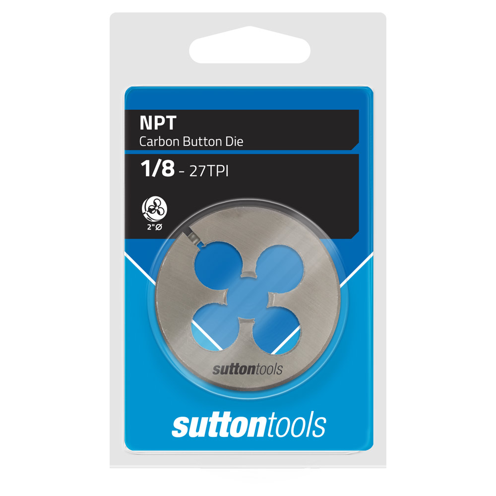 BUTTON DIE CARDED CHROME NPT 1/4 X 2 INCH O.D - SUTTON 